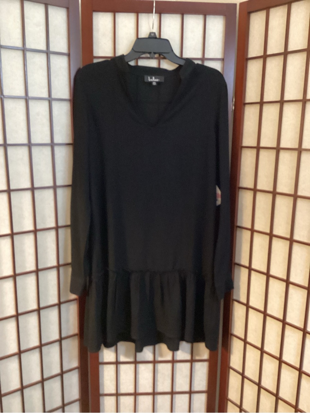 LuLu’s Black Long-Sleeve Peplum Shirt Dress size XS NWT